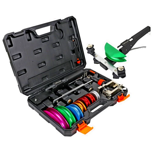 CARVALAX Pipe Tube Bender Set, for 1/4” to 7/8” O.D, 90° Ratcheting Tubing Bender Kit with Reverse Bending Adapters and 7 Multi-Color Aluminum Heads, for HVAC Air Condition Hydraulic Work