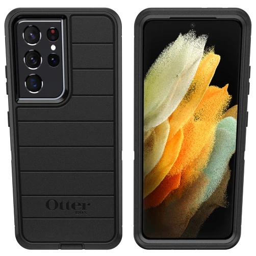 OtterBox Defender Series Rugged Case for Galaxy S21 Ultra 5G (ONLY) Case Only - Non-Retail Packaging - Black - with Microbial Defense