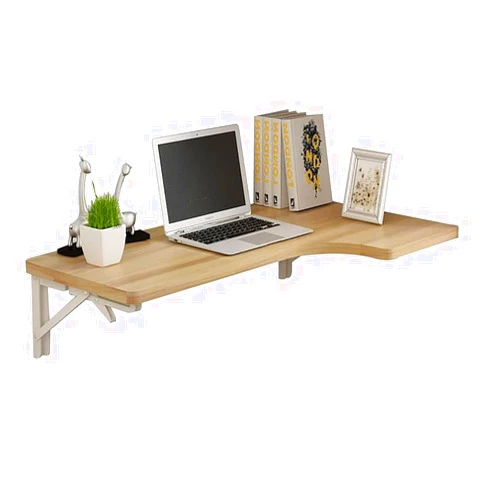 ELFJE Room Folding Table,Wooden Wall Table with Heavy Duty Bracket Sturdy and Durable Wall Table Suitable for All Areas of The Home 120 * 60 * 40 Teak