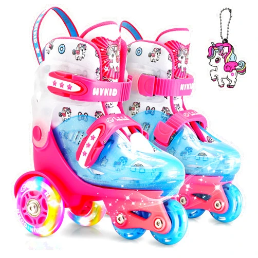 Locavun Kids Roller Skates for Toddler, Adjustable Sizes Girls Roller Skates for Children, 3-Point Construction Toddler Roller Skates for Kids Beginners with Luminous Wheels