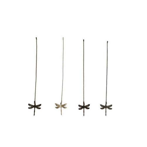 VBHHY Bronze Ceiling Fan Pull Chain Set,Decorative Fan Pull Chain Pendant Extension,10.6 Inches Lighting & Fan Beaded Ball Fan Pull Chain Extender with Connector,Dragonfly and Butterfly,4Pack