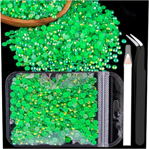 BELLEBOOST 4000pcs 4mm Resin Rhinestones Bulk, Dark Green AB Flatback Round Jelly Rhinestones Bedazzling Non Hotfix Crystal Gems Large Quantity Wholesale for DIY Crafts Clothes Tumblers Face Makeup Manicure