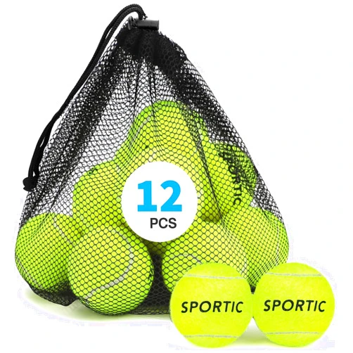 SPORTIC Tennis Balls, Duty Felt Pressurized Tennis Ball with Mesh Bag for 12PC or 36PC -High Bounce Training Exercise Tennis Balls for Beginners & Pet Dog Playing Balls, 3/4/12/36 PCS