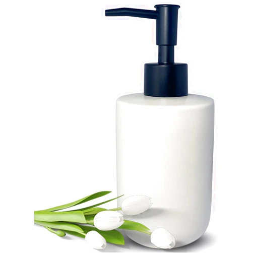 UNBONSOUHAIT White Soap Dispenser with Matte Black Pump for Bathroom,Minimalist Modern Design Cylindrical Lotion Dispenser,12oz Ceramic Hand Dish Soap Dispenser,Refillable Liquid Dispenser for Kitchen (White)