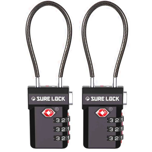 SURE LOCK TSA Approved Luggage Locks, Open Alert, Easy Read Dials, Travel Luggage Locks for Suitcase, Baggage Locks