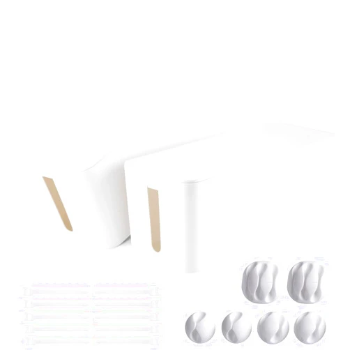 TuweChen Cable Management Box, 2 Pack Large & Medium Cable Organizer Box with 17 PCS Cable Management Set, Cord Organizer Box to Hide Surge Protector on Desk or Floor (White)