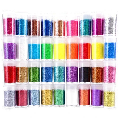 LICOOL GLITTER 36 Colors Glitter Set, Fine Glitter for Resin, Arts and Craft Supplies Glitter, Cosmetic Glitter for Body Nail Face Hair Eyeshadow Lip Gloss Makeup, Festival Glitter for Decoration