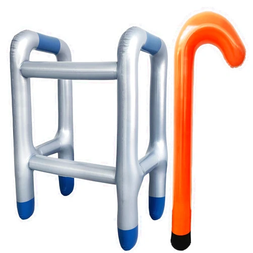 OJYUDD 2 PCS Inflatable Walker and Cane,Funny Old Age Costume Accessories,Retirement Party Decorations Gag Gift for Kids,100th Day of School,Christmas,Halloween