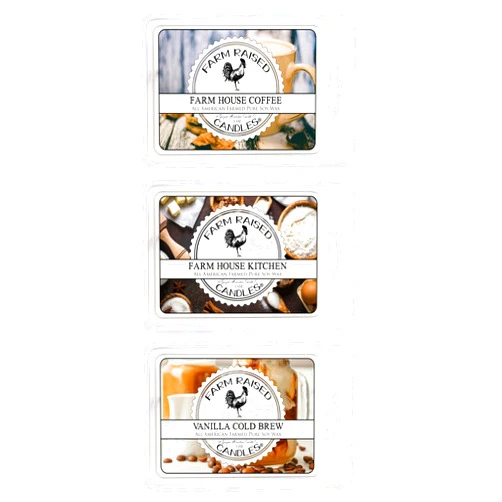 Farm Raised Candles Coffee House 3 Pack Assorted Variety - Natural Soy Wax Melts - 100% All American Made - Farm Raised Candles - Paraffin & Dye Free - Pet Safe Non-Toxic Wax Warmer Melts Wax Melts Wax Cubes