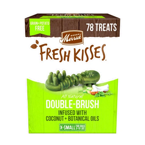 Merrick Fresh Kisses Natural Dental Chews Infused With Coconut And Botanical Oils For Tiny Dogs 5-15 Lbs - 78 ct. Box