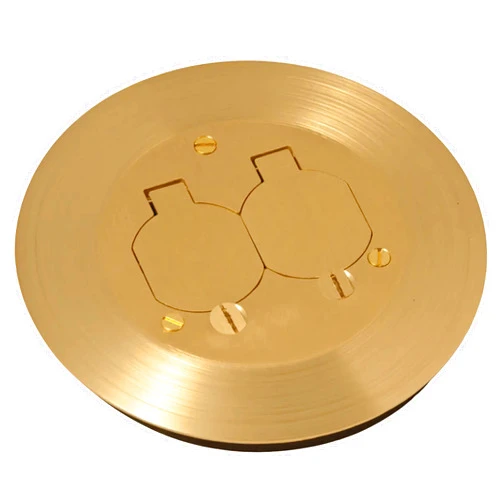 RACO Hubbell-Raco RAC5500KIT Round Floor Box Kit Device Cover, Duplex, Solid Brass