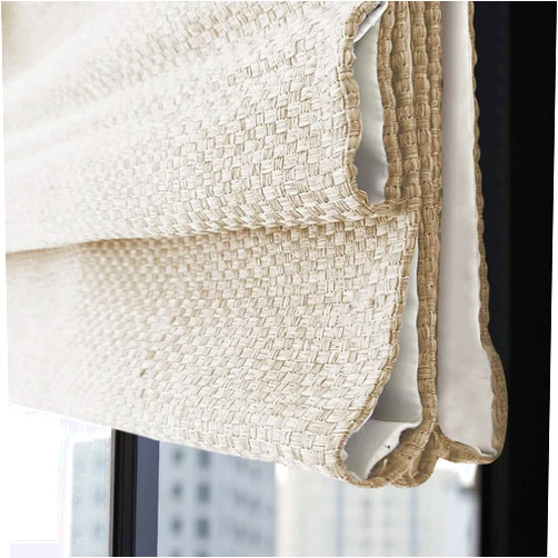 Birsppy Roman Shades Cordless Window Blinds, Beige White Custom Lined Blackout Window Shades, Thermal Fabric Washable Roman Shades Room Darkening Privacy for Home, Window, French Door, Kitchen