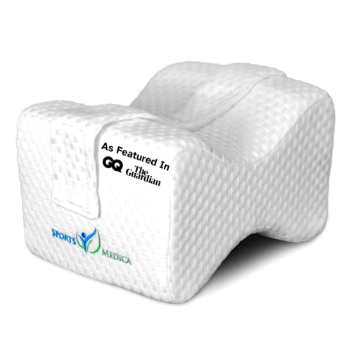 Sports Medica Doctor Developed Knee Pillow for Side Sleepers - Memory Foam Leg Side Sleeper, Sciatica Pain & Back Pain Relief - Leg Pillow with Strap to Support Spine Alignment - Orthopedic Hip Cushion