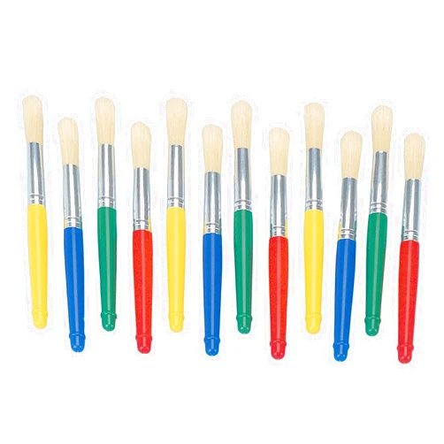 Colorations Plastic Handle Jumbo Chubby Paint Brushes for Kids Painting Multipack (12 Pack), Model:BTPB