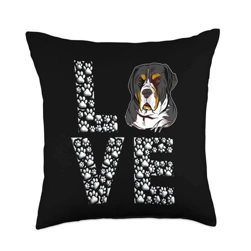 mehr coole & lustige Hunde und Katzen Motive Love Design Bernese Mountain Dog for Men and Women Throw Pillow, 18x18, Multicolor