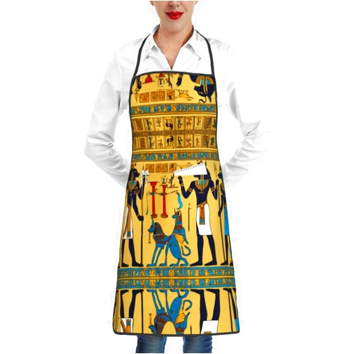 Hgvcse Bib Ancient Egypt Tribe Series Apron Unisex Aprons Men Women Kitchen Cooking Bbq Pocket Mother Dad Gift Festval Chef