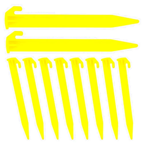Molain 10 Pack Plastic Tent Stakes, 6-Inch Heavy Duty Beach Tent Pegs Reusable Canopy Stakes for Camping Gardening Backpacking Tent Pegs Spike Hook for Outdoor Garden Decorations Lawn Tarp Sand Stake