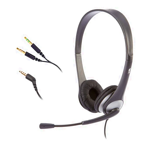 Cyber Acoustics Stereo Headset (AC-204), 3.5mm Stereo & Y-Adapter, Home, K12 School Classroom and Education