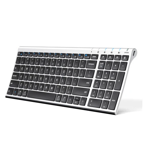 iClever BK10 Bluetooth Keyboard, Multi Device Keyboard Rechargeable Bluetooth 5.1 with Number Pad Ergonomic Design Full Size Stable Connection Keyboard for iPad, iPhone, Mac, iOS, Android, Windows