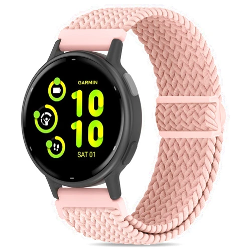 Folavii 18mm Braided Stretchy Nylon Watch Bands Compatible with Garmin Venu 2S/Venu 3S/Vivoactive 4S/Vivomove 3S/Forerunner 255S/Forerunner 265S, Quick Release Loop Elastic Soft Strap for Women Men