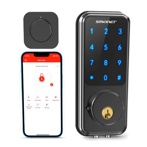 SMONET Smart Door Lock, SMONET Wifi Smart Locks Keyless Entry Door Lock Digital Electronic Keypad Deadbolt Bluetooth Touchscreen Auto Lock with Gateway Hub Work with Alexa for Home Security