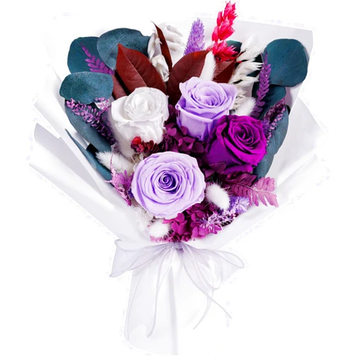 Bonsion Preserved Flowers Bouquets, Purple Flowers, Flowers for Delivery Prime, Natural Real Long Lasting Roses and Flowers, Rose Bouquets Valentines Day, Mothers Day, Christmas, Birthday Gifts for Women