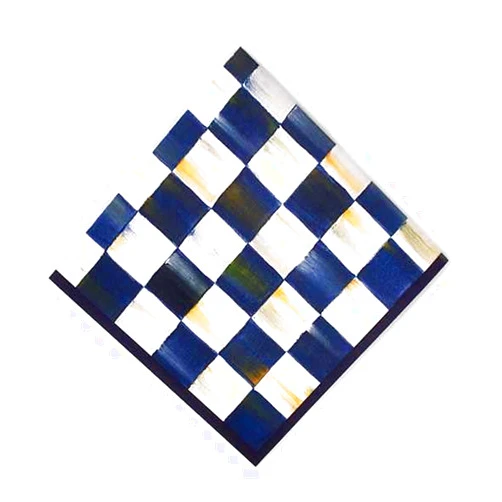 MACKENZIE-CHILDS Cocktail Paper Napkins, Stylish Paper Cocktail Napkins for Parties and More, Blue-and-White Royal Check
