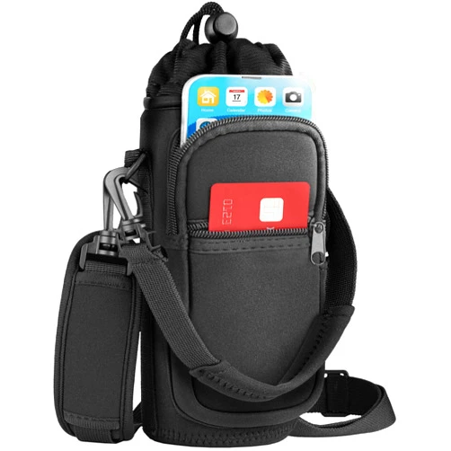 EcoEarth Water Bottle Holder, Water Bottle Carrier Bag, Crossbody Bottle Pouch, Water Bottle Sleeve w/Padded Shoulder Strap