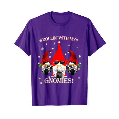 Christmas Biker Gnomes Garden Gnome Motorcycle Biker Christmas gnomes Biker Garden Christmas Gnome Elves T-Shirt
