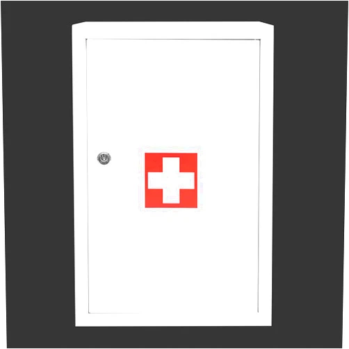 Fine Art Lighting Secure Wall-Mounted First Aid Cabinet, Bright White/Red, Key & Lock, Convenient Access, Quality Galvanized Steel Construction, Versatile Use in Office & Public Areas, Size: 5.5