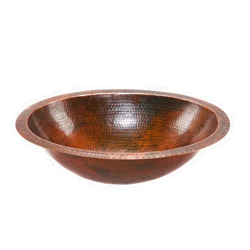 Premier Copper Products LO19FDB 19-Inch Oval Under Mount Hammered Copper Bathroom Sink, Oil Rubbed Bronze