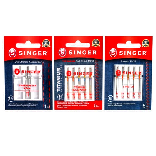 SINGER Assorted Stretch and Ball Point Sewing Machine Needle Bundle in Sizes 80/12, 90/14, 100/16 for Swimwear and Athletic Wear, 11pc Set