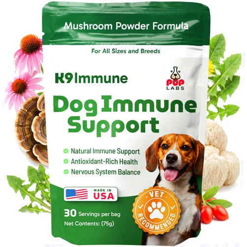 Pup Labs K9 Immune, All-Natural Mushroom Powder for Dogs for Immunity, Digestion, Joints, & Energy, Antioxidant-Rich & USA-Made, Dog Immune Support with Turkey Tail Mushroom for Dogs, 30 Servings