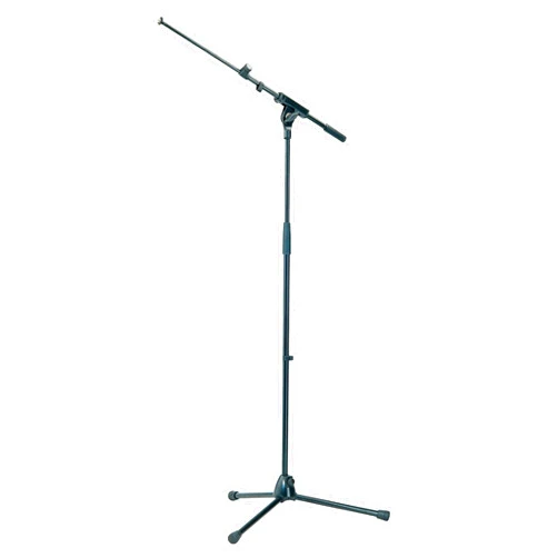 K&M König & Meyer 21075.500.55 Tripod Microphone Stand - Adjustable Telescoping 1-Piece Boom Arm - Professional Grade - Heavy Duty with Folding Leg Base - German Made - Black