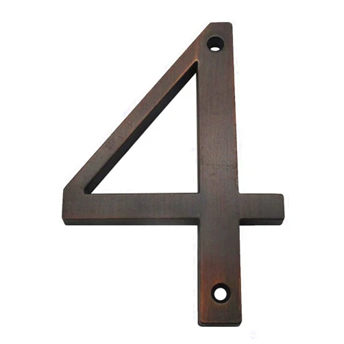 C/H elpruperif 4 Inch 3D House Plaque Number Door Plate Address Zinc Alloy Electroplated, Screw Mounted, Outdoor Sign #0-9 Bronze Color, for Outside Yard Street, Mailbox (Aged Bronze 4)