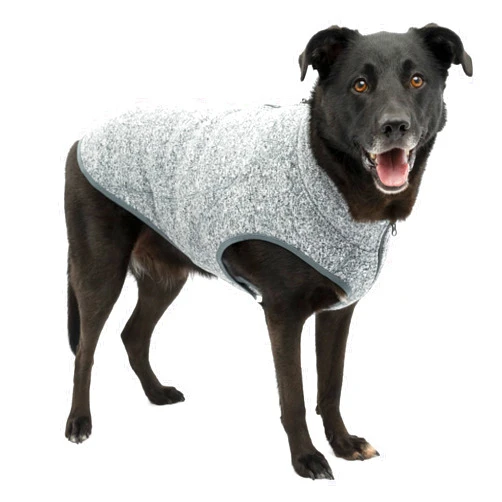 Kurgo Core Dog Sweater, Knit Dog Sweater with Fleece Lining, Cold Weather Pet Jacket, Zipper Opening for Harness, Adjustable Neck, Year-Round Sweater for Large Dogs (Heather Black, Large)