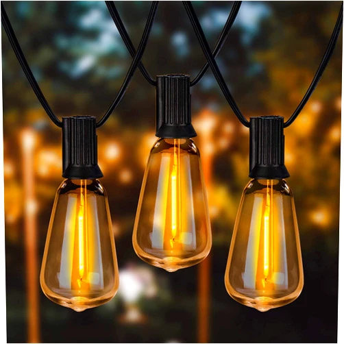 Newpow LED Outdoor String Lights 48ft with 23+2Spare Bulbs, Dimmable Shatterproof Waterproof, for Indoor/Outdoor Decoration and Lighting, Edison Vintage Style Warm 2200K