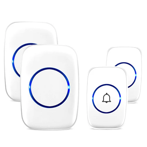 Full House Wireless Doorbell, Waterproof Door Bell Kit, Distinguish front and rear doors, Over 1000 feet Range and 60 Chime, 5 Levels Volume and LED Flash, for Home Office Classroom