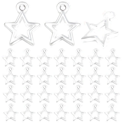 BronaGrand 200pcs Bright Silver Hollow Star Charms Alloy Mini Star Pentagram Pendant Celestial Dangle Charms for DIY Bracelets Necklace Jewelry Making Accessories, 12.4 mm x 9.5 mm