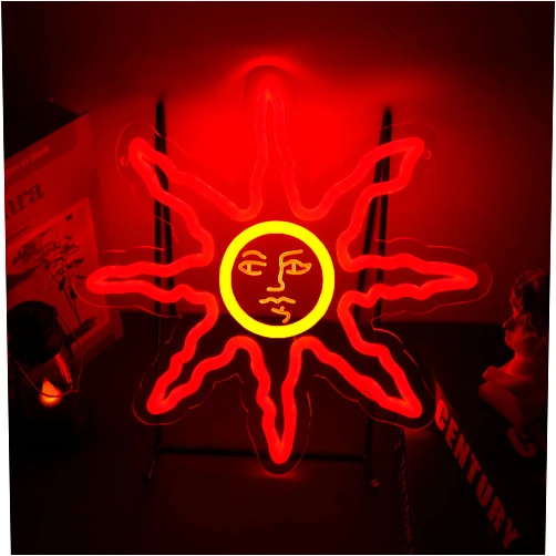 Pinlangdou Dark in Souls Neon Sign Sunflower Neon Sign Wall Trendy for Game Room Man Cave Art Carving Design Decor Sun Sol for Man Cave, Teens, Boys' Bedrooms and Game Rooms Decor