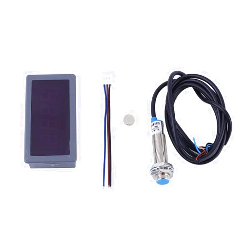 DONGKER Digital LED Tachometer,AC 110V 220V 4Bit Digital Speed Meter High Precision RPM Speed Meter with Proximity Switch Sensor