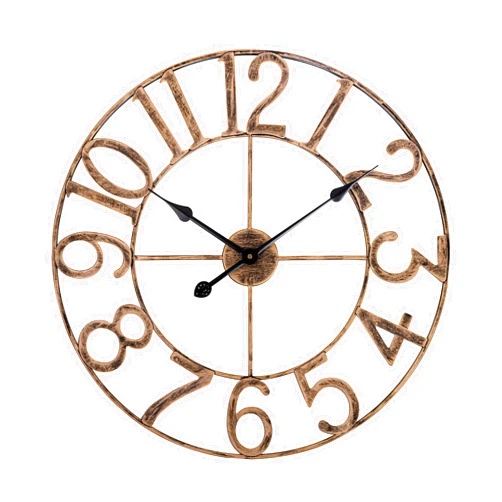 BEW 14 Inch Kitchen Wall Clock, Silent Analog Non-ticking Battery Operated Wall Clock, Bronze Rustic Farmhouse Metal Decorative Wall Clock for Living Room, Office, Bedroom