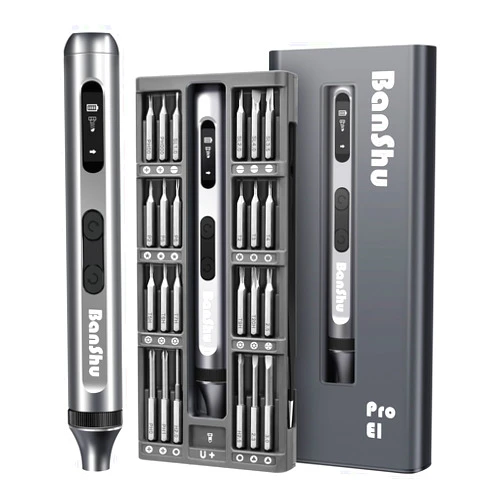 Banshu Electric Screwdriver, 52 in 1 Mini Electric Screwdriver Set with Metal Case, S2 Precision Bits, LED Light, Small Magnetic Professional Repair Tool Kit for Eyeglasses, Watch, PC, Laptop, Phone