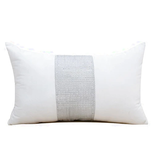 vctops Luxury Throw Pillow Cover Bling Rhinestones Decorative Cushion Cover Sparkly Diamonds Soft Velvet Modern Pillowcase for Sofa Living Room Bedroom Decor, No Insert (White,12