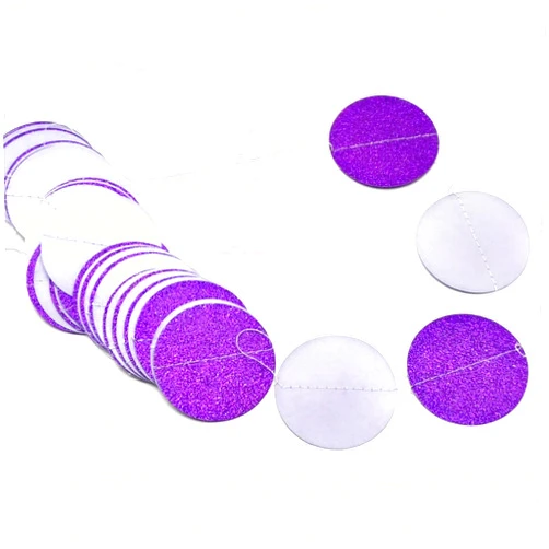JEYE Purple Glitter Circle Dots Party Garland Decoration Paper Garland Polka Dots Party Streamer Banner Backdrop Hanging Decor for Baby Shower Birthday Wedding Halloween,26 Feet in Total
