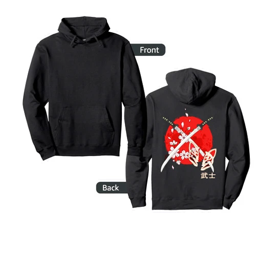 Ancient Japanese Military Warrior Japan Artworks Ancient Japanese Cherry Blossom Samurai Katana Sword Pullover Hoodie