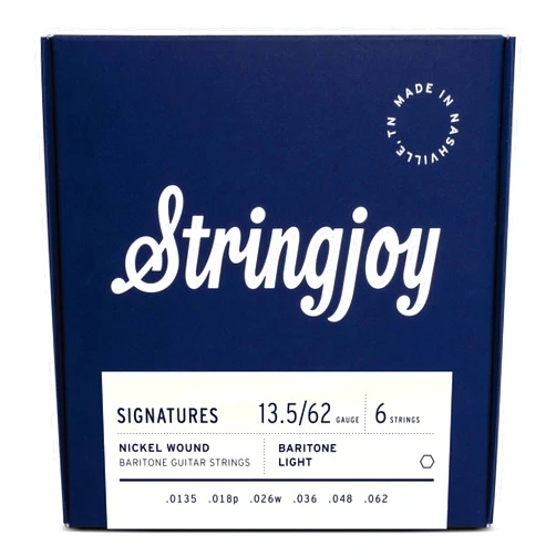 Stringjoy BAL135B Baritone Signatures Nickel Electric Guitar Strings, 13.5-62 Balanced Light Gauge, Baritone Guitars Strings Electric 6 String Set