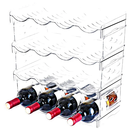 Baosia Stackable Wine Rack,Wine Bottle Holder for Inside Cabinet,for Pantry,Refrigerator,Countertop Organization-4 Tiers for 16 Bottles