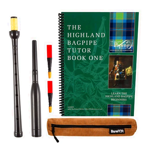Frazer Warnock and Barefoot Bagpiper Frazer Warnock Standard Bagpipe Practice Chanter, The Piping Center of Scotland Tutor Book for Highland Bagpipes, 2 Quality Reeds, Breathable Case and Reed Tube Bundle