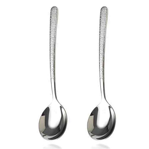 ZDFQly Soup Spoons, Premium 18/10 Stainless Steel Large Round Spoons with Long Handles, 8.2'' Long Tablespoon, Dishwasher Safe, 2 pack